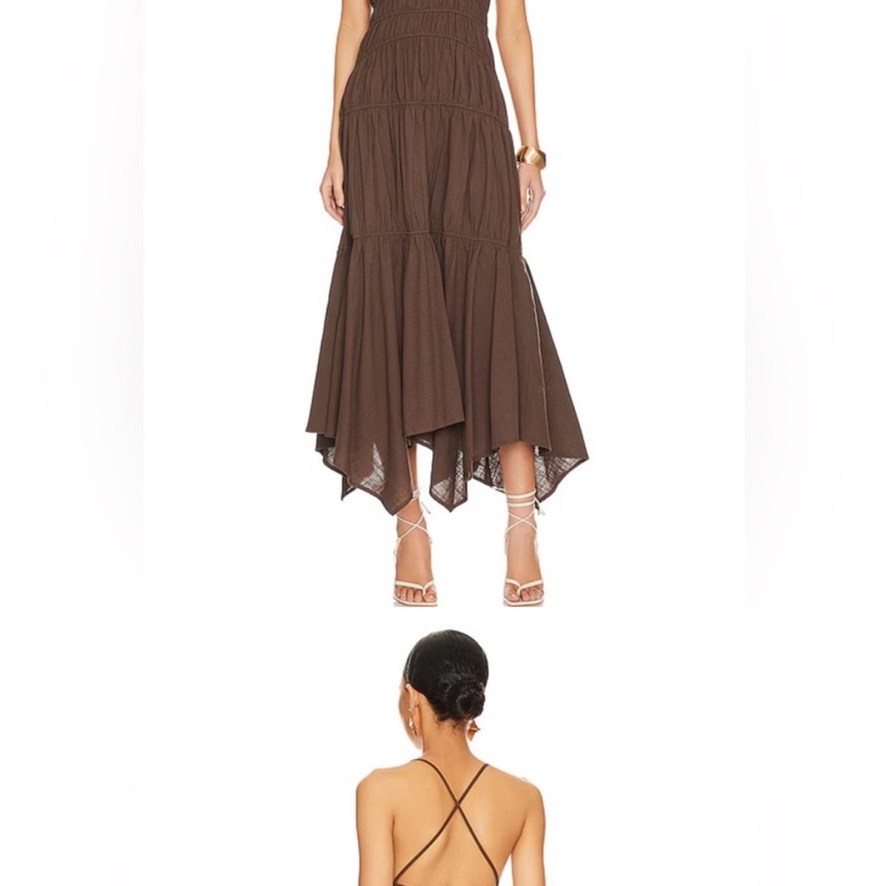 Vici Brown Maxi Dress Asymmetrical A-Line Resort Wear